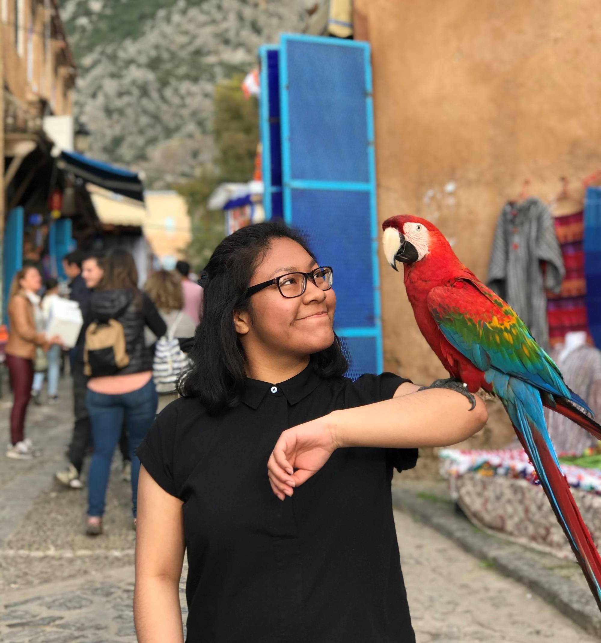 Student with Parrot